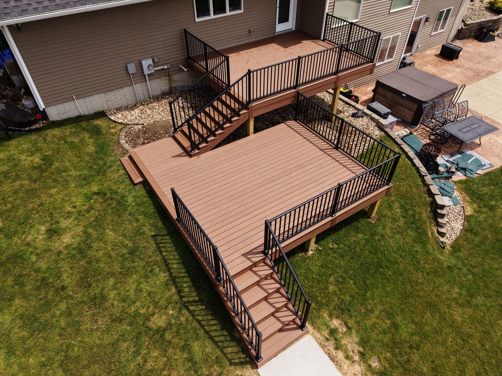Aerial view of composite deck project in Marion IA