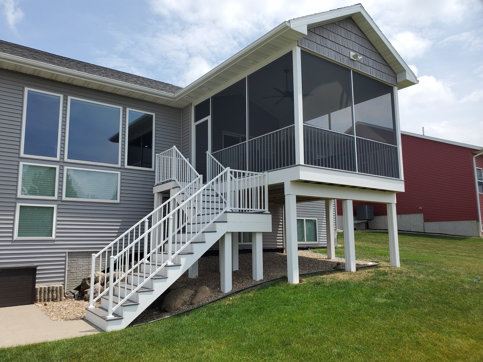 Deck stairs and rear view in Marion IA