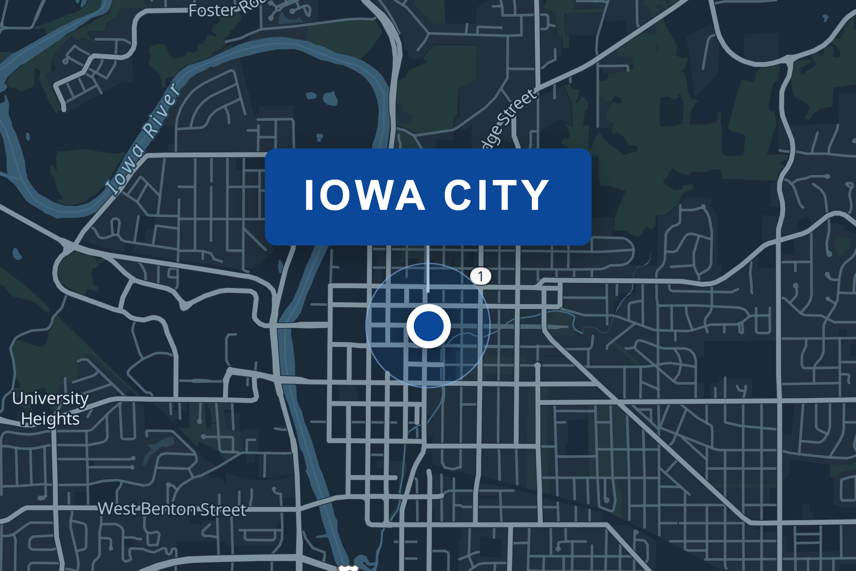 Map showing T&T Home Improvement service area in Iowa City, Iowa