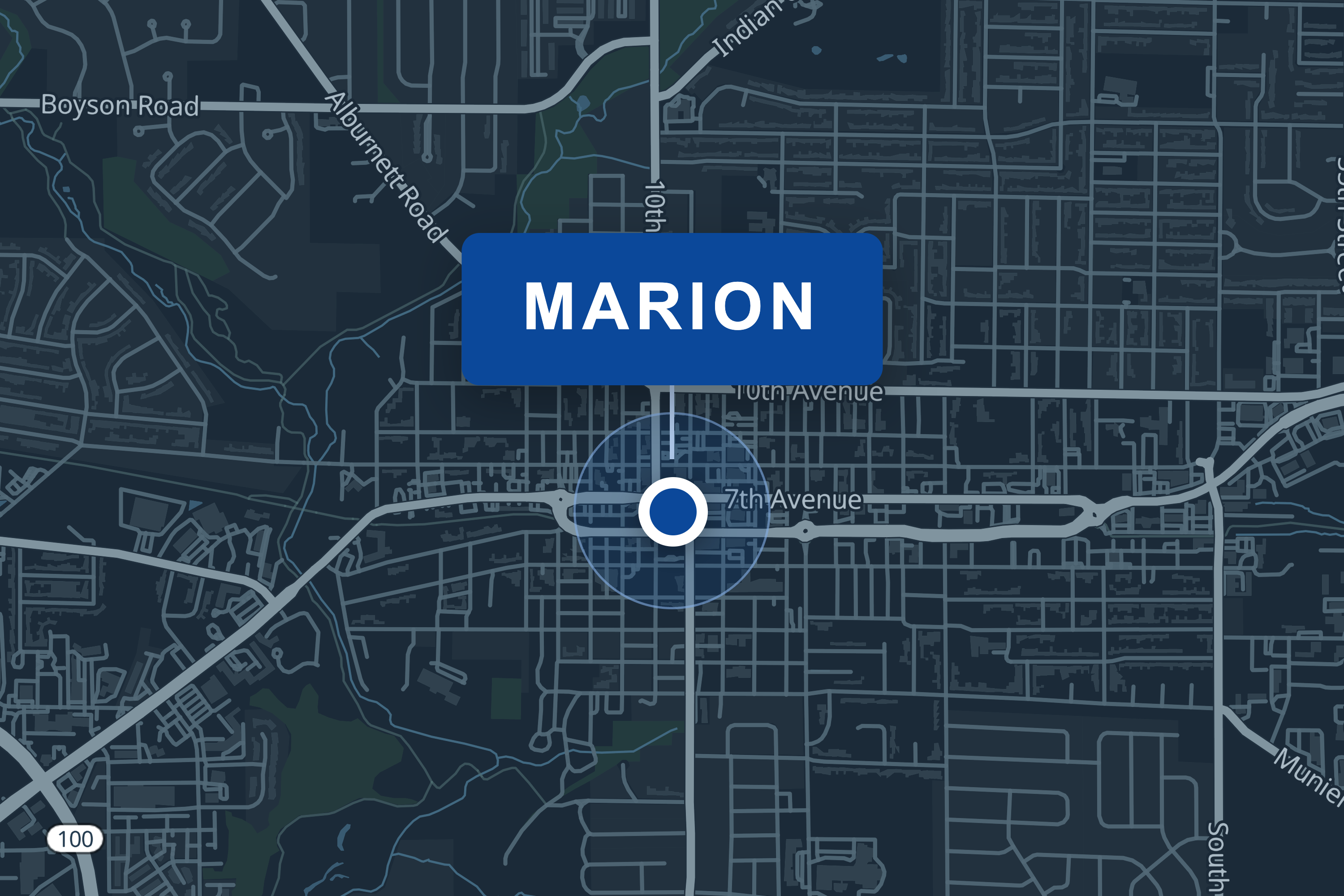 Map showing T&T Home Improvement service area in Marion, Iowa