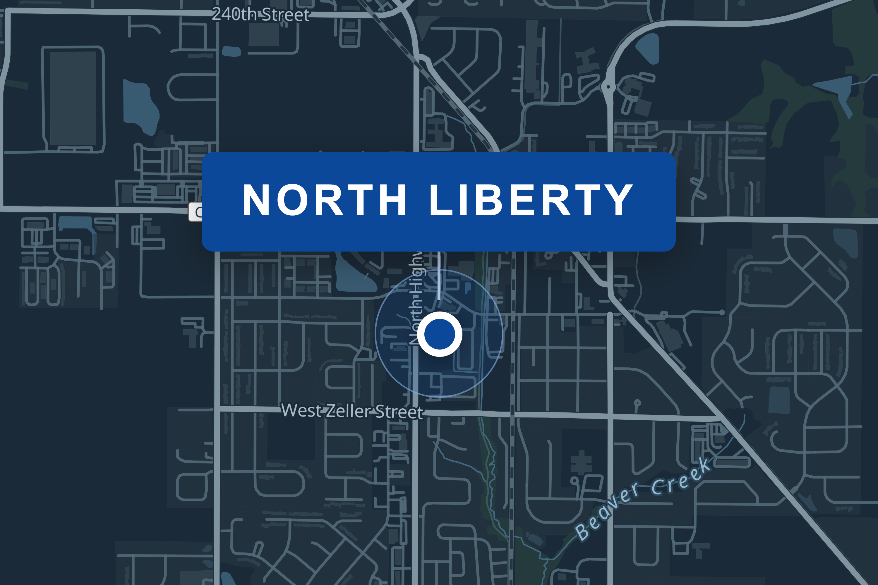 Map showing T&T Home Improvement service area in North Liberty, Iowa