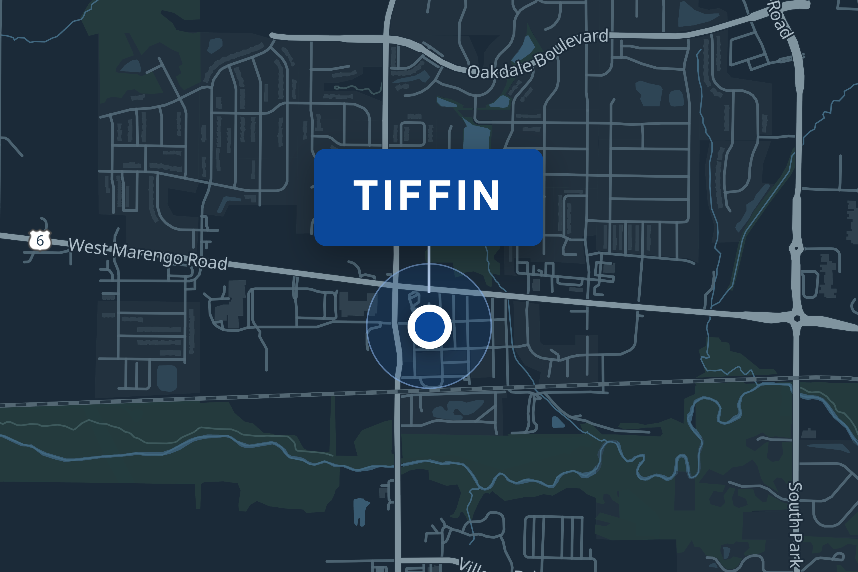 Map showing T&T Home Improvement service area in Tiffin, Iowa